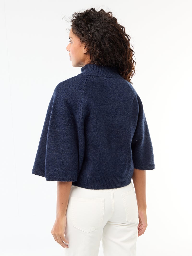 Cape trui met opstaande kraag Blauw - Kiabi