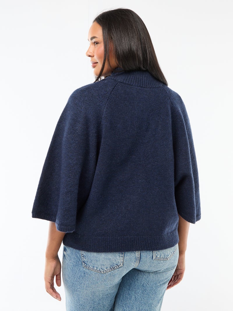 Capevest van grof gebreide tricot Blauw - Kiabi