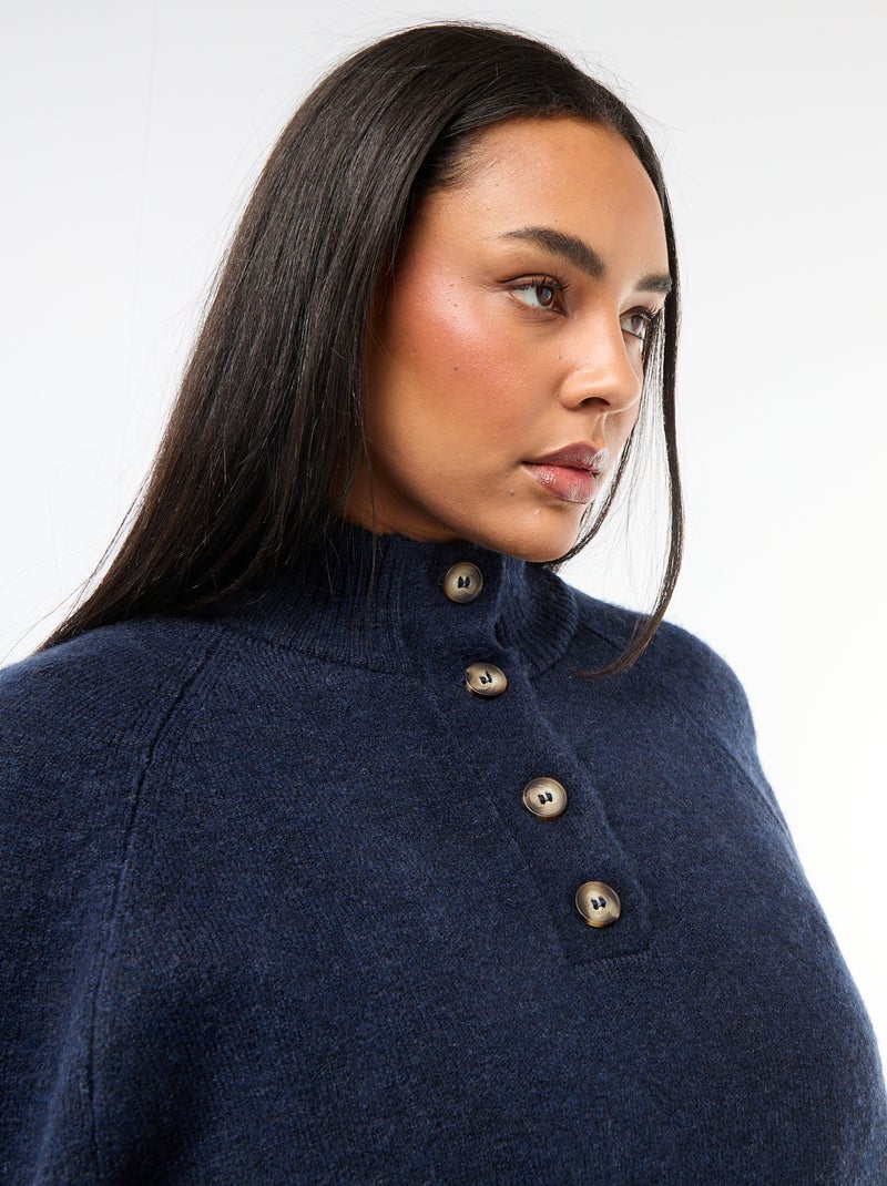 Capevest van grof gebreide tricot Blauw - Kiabi