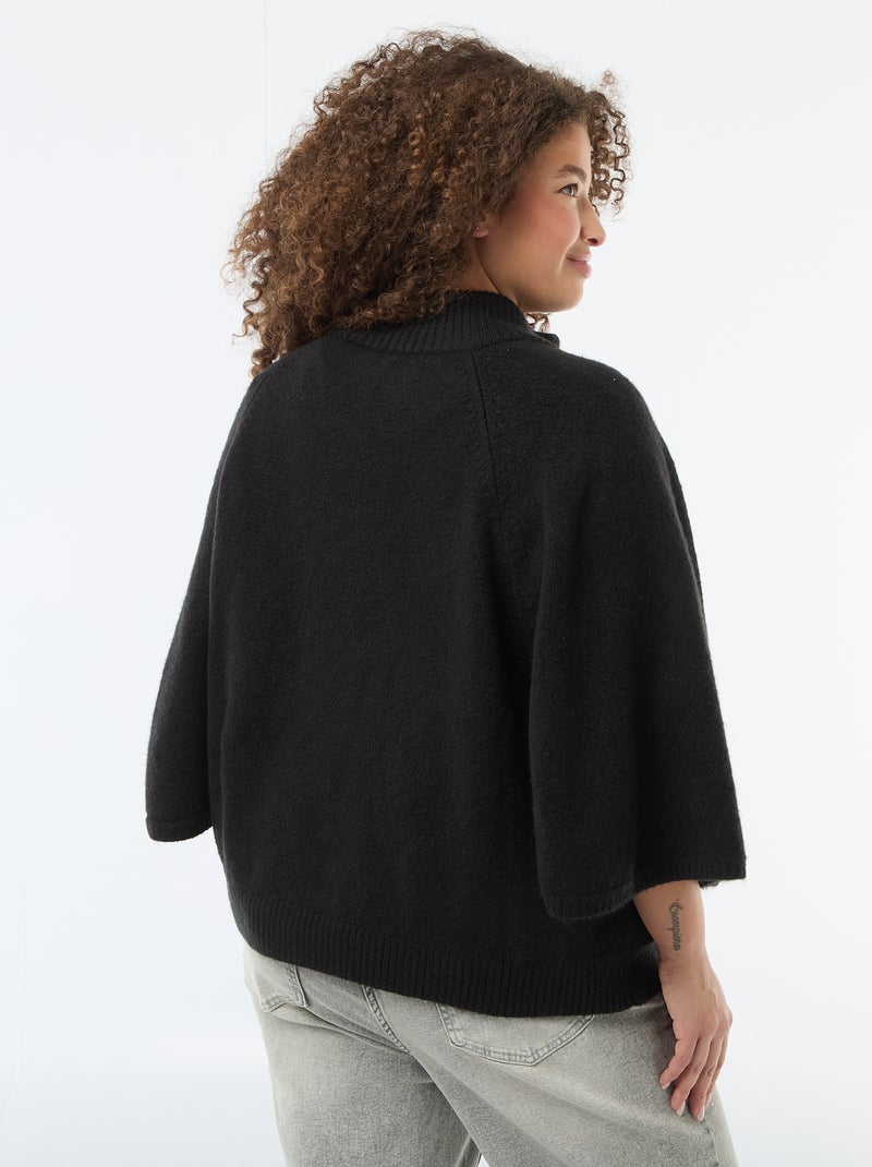 Capevest van grof gebreide tricot Zwart - Kiabi