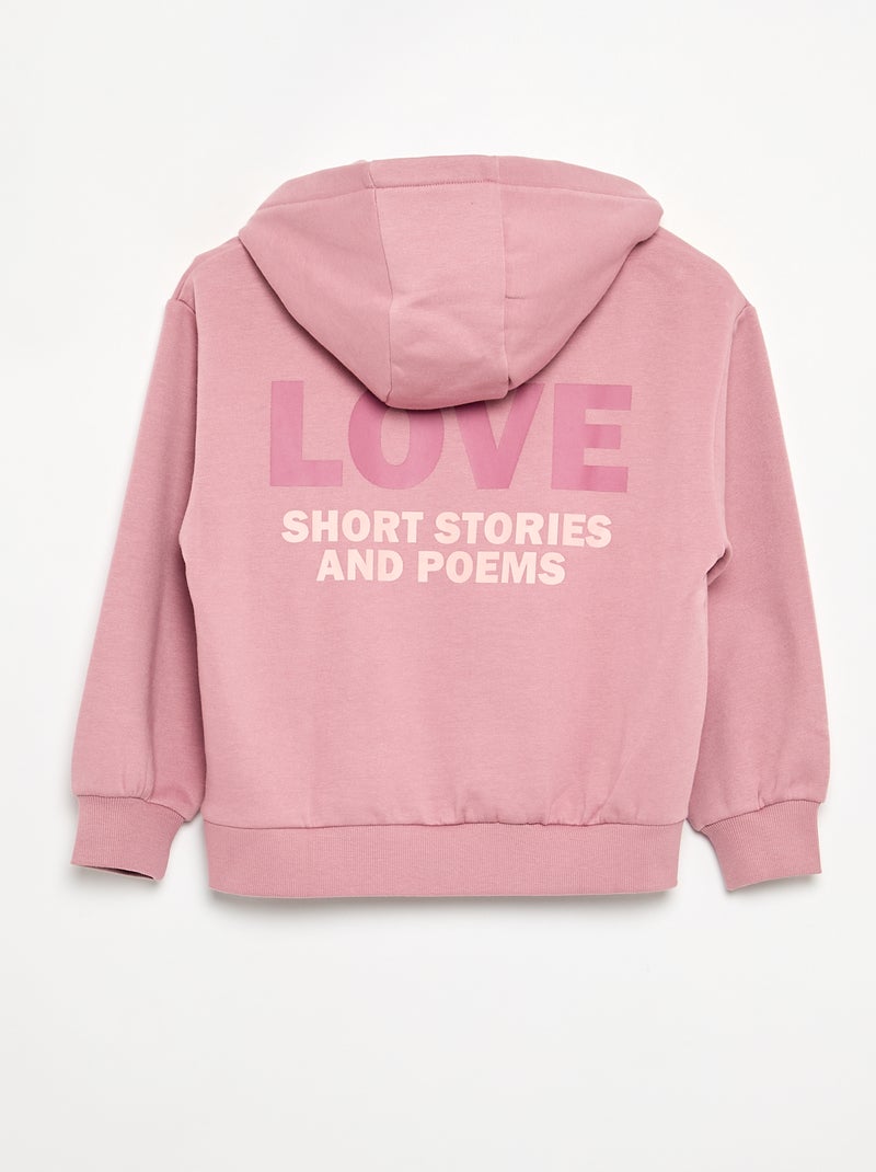 Capuchonsweater aan beide zijden bedrukt Rose - Kiabi