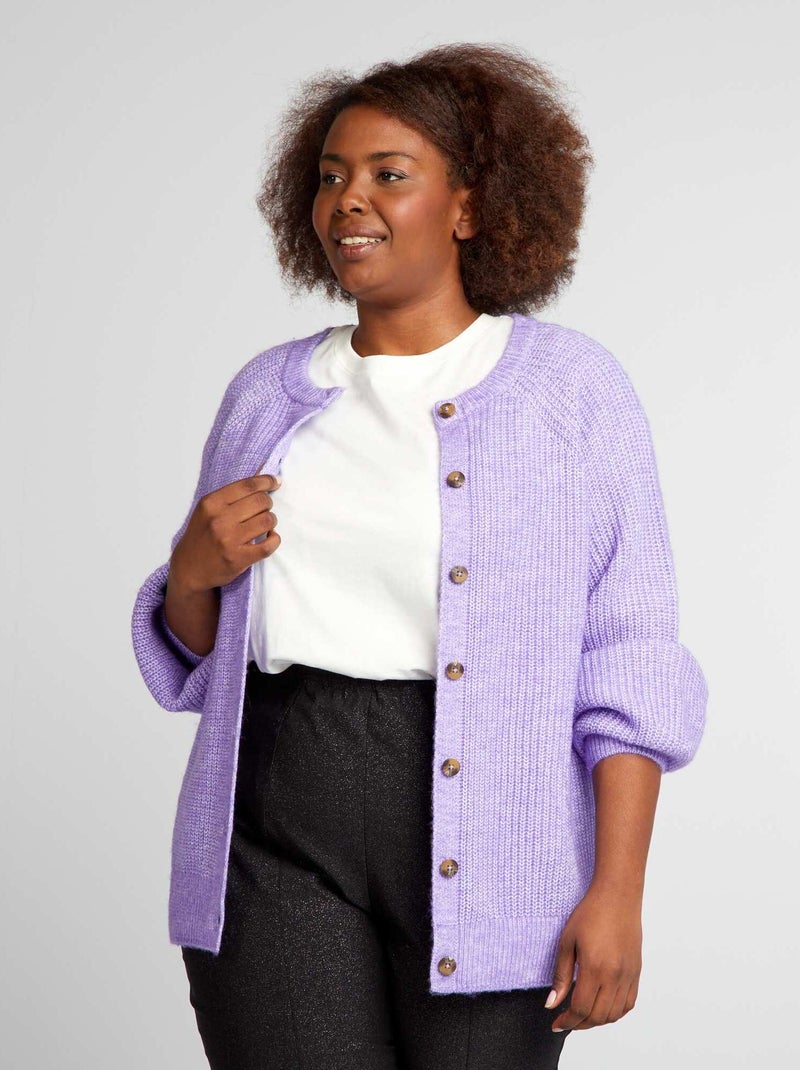 Cardigan van dik tricot met ronde hals PAARS - Kiabi