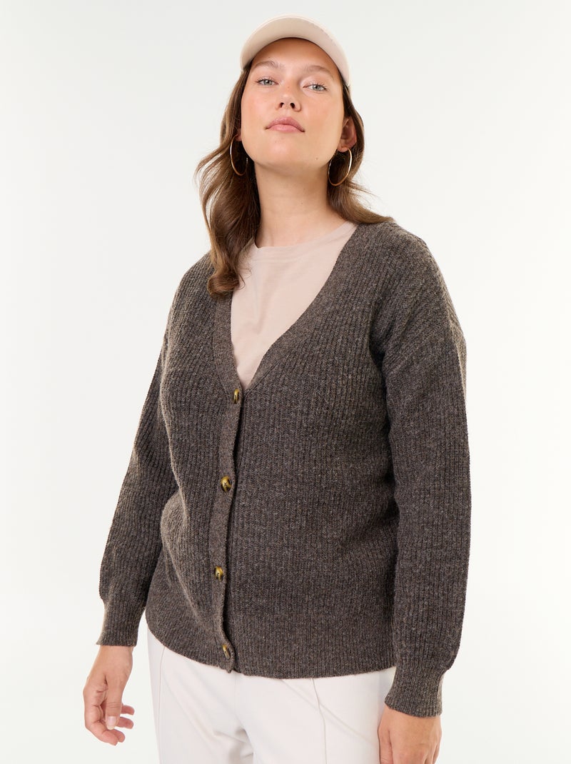 Cardiganvest met V-hals Bruin - Kiabi