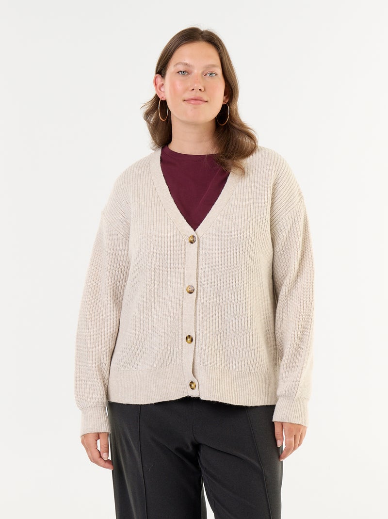Cardiganvest met V-hals Grijs - Kiabi