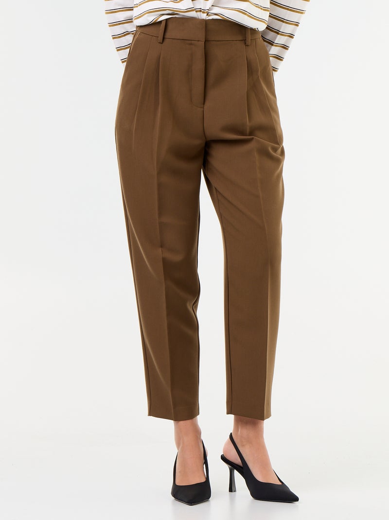 Carrot fit-broek met hoge taille Bruin - Kiabi