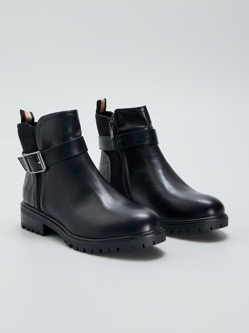 Chelsea boots met gesp ZWART - Kiabi