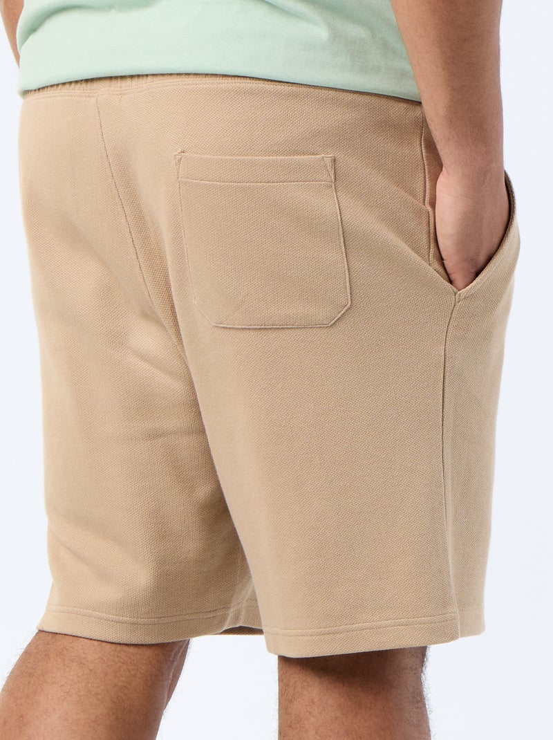 Chino bermuda met elastische taille Biege - Kiabi