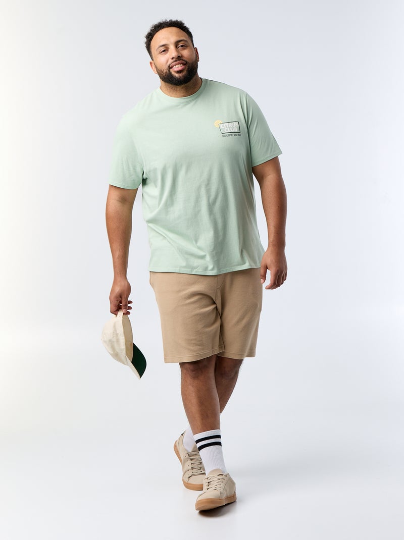 Chino bermuda met elastische taille Biege - Kiabi