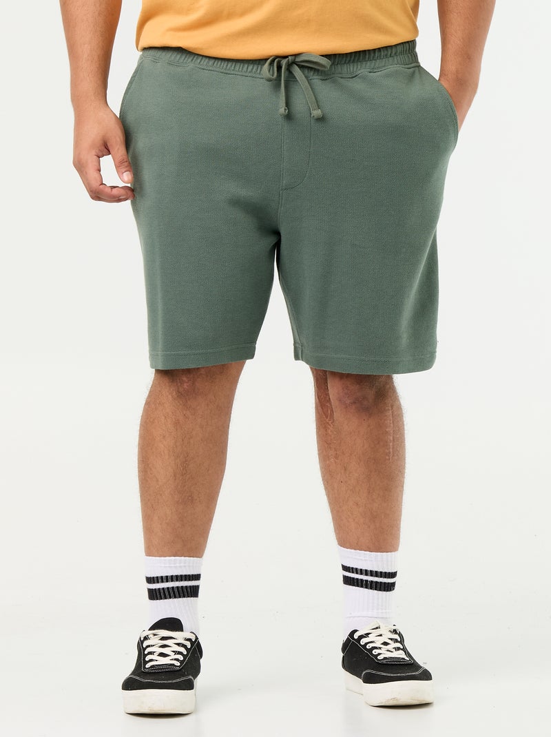 Chino bermuda met elastische taille Groen - Kiabi