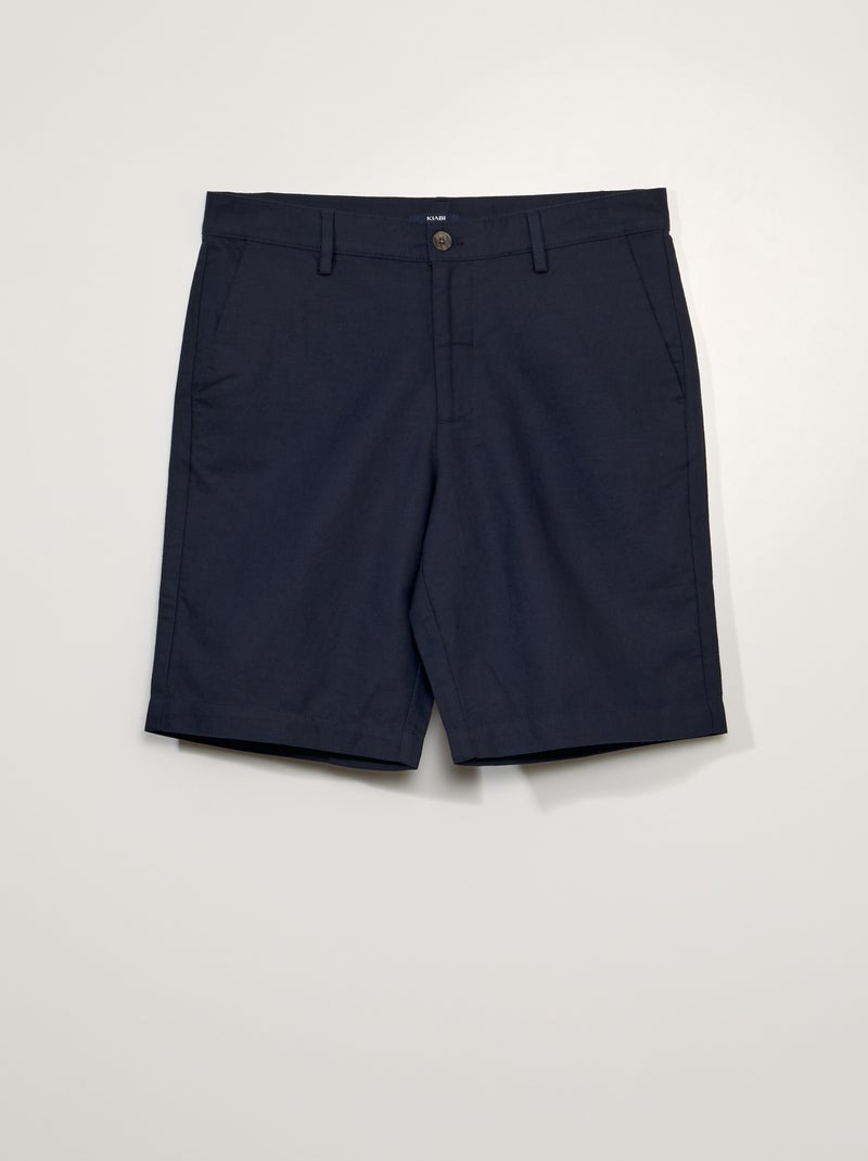 Chino bermuda met linnen BLAUW - Kiabi