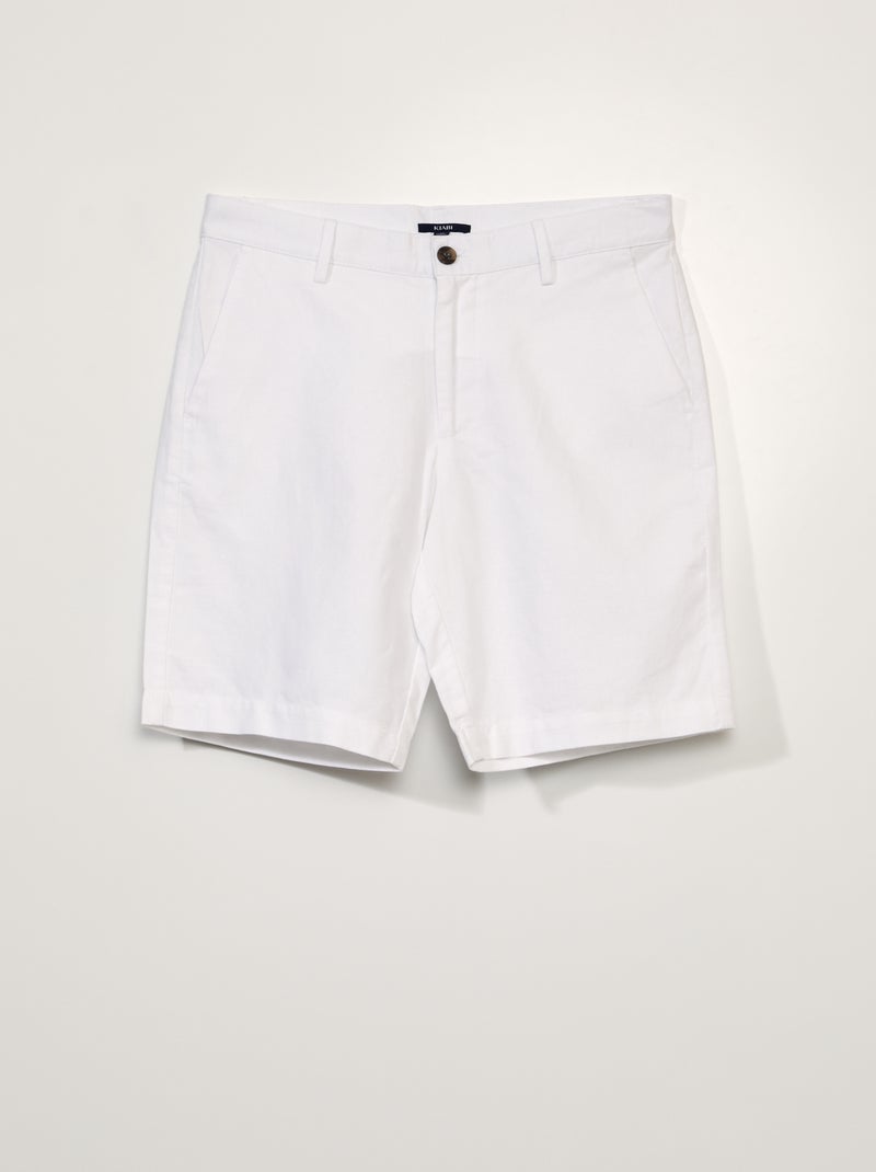 Chino bermuda met linnen WIT - Kiabi