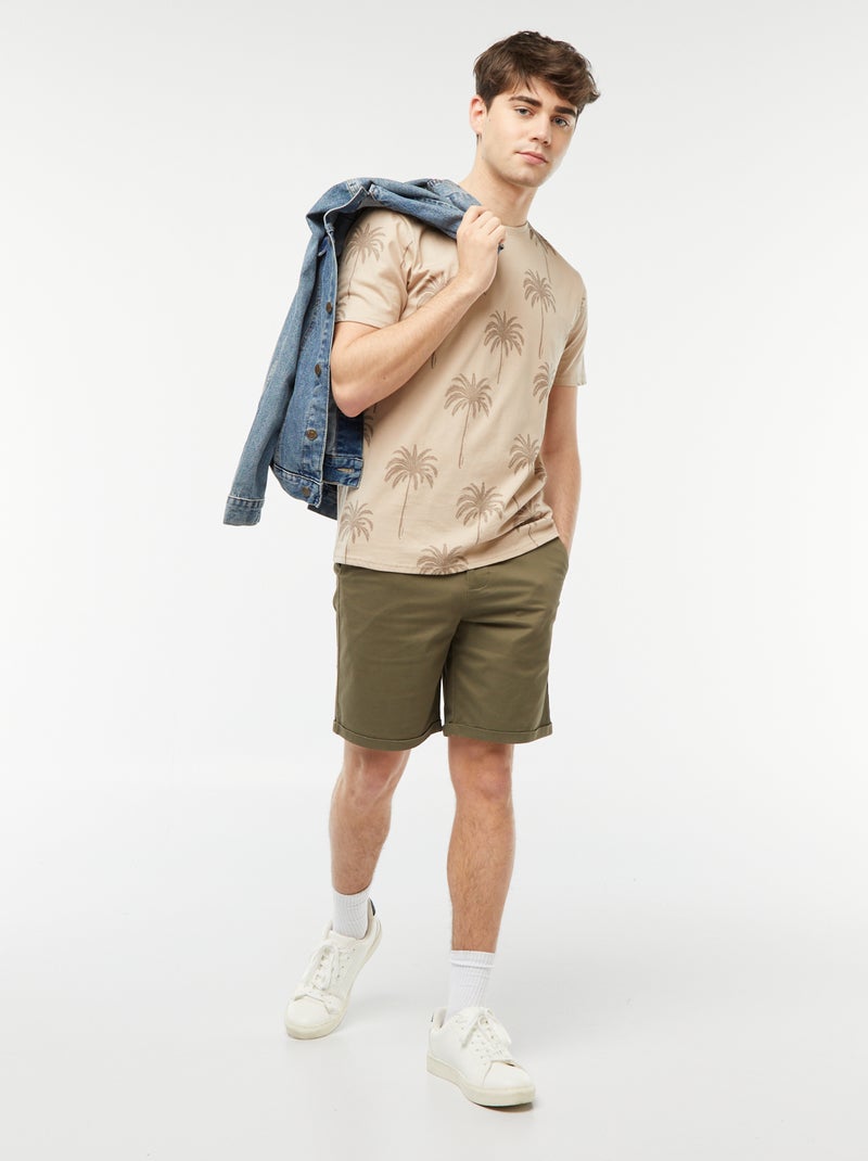 Chino bermuda met omslag KAKI - Kiabi