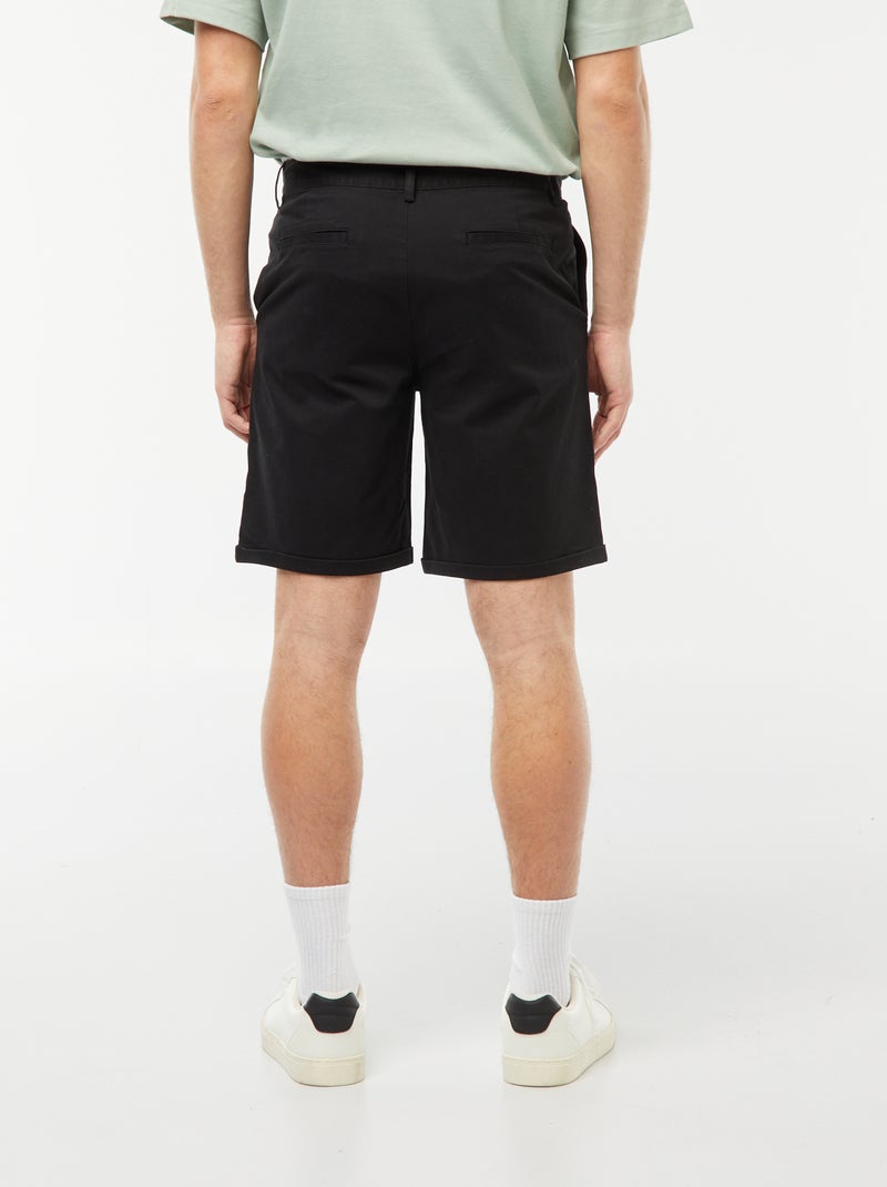 Chino bermuda met omslag zwart - Kiabi