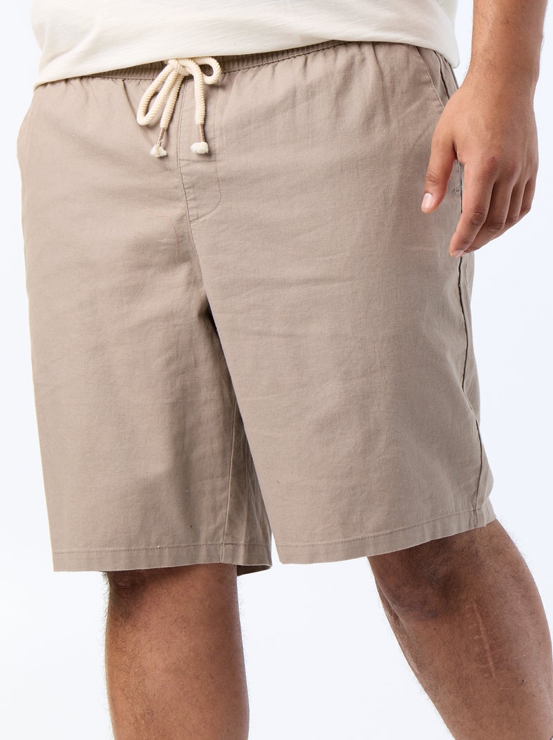 Chino bermuda met trekkoordjes Biege - Kiabi
