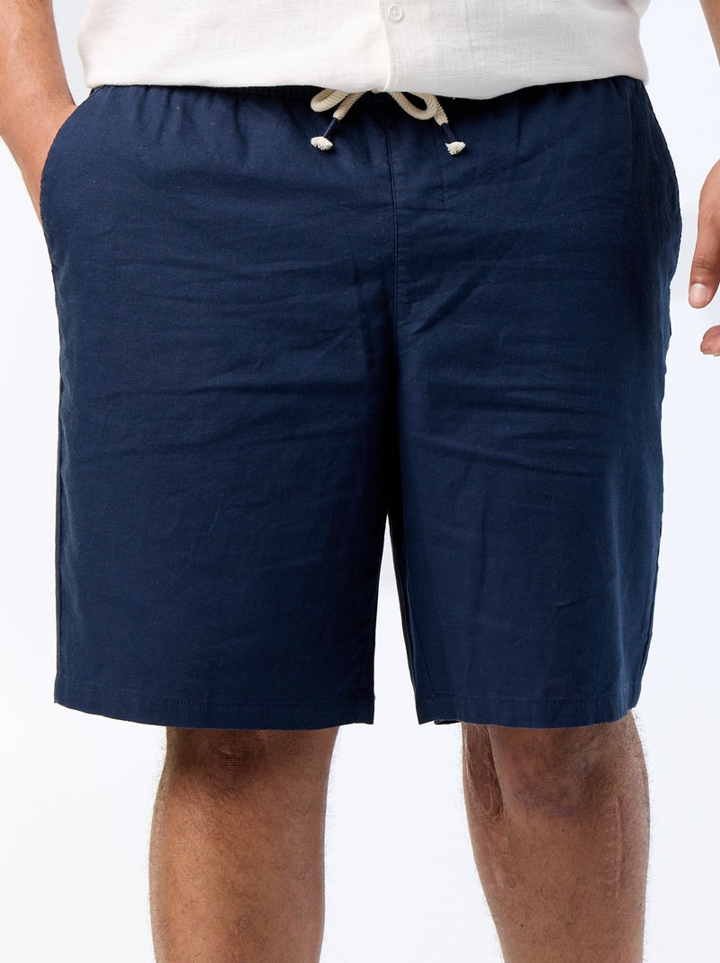 Chino bermuda met trekkoordjes Blauw - Kiabi
