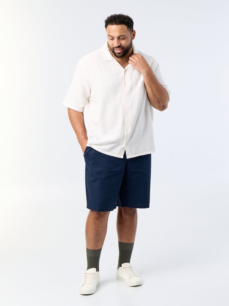 Chino bermuda met trekkoordjes Blauw - Kiabi