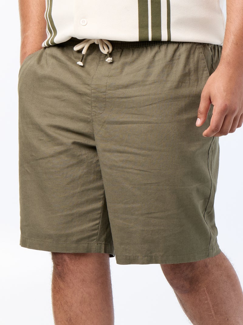 Chino bermuda met trekkoordjes Kaki - Kiabi
