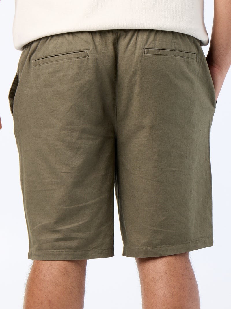 Chino bermuda met trekkoordjes Kaki - Kiabi