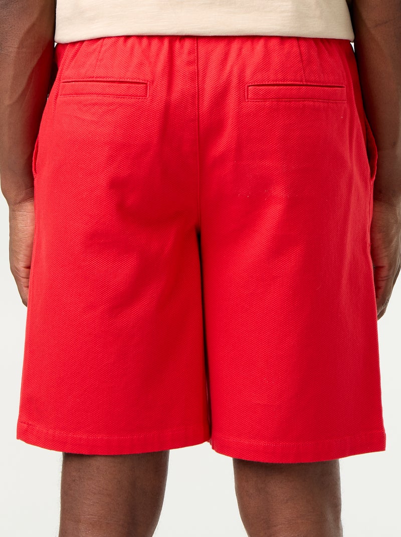 Chino bermuda van dobby stof Rood - Kiabi