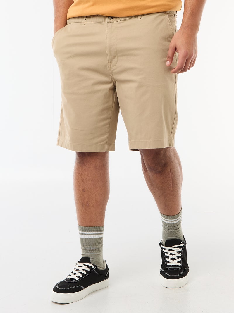 Chino bermuda van katoentwill Biege - Kiabi