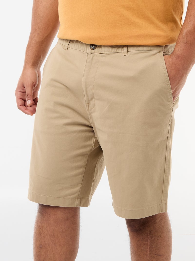 Chino bermuda van katoentwill Biege - Kiabi
