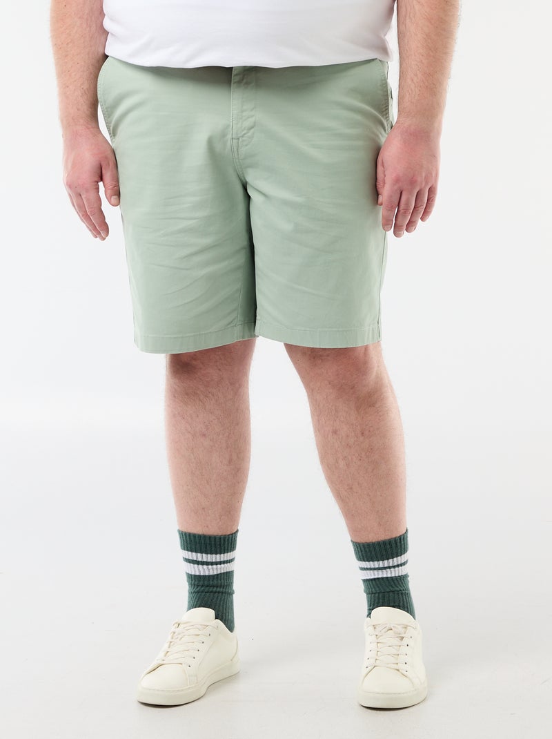 Chino bermuda van katoentwill Groen - Kiabi