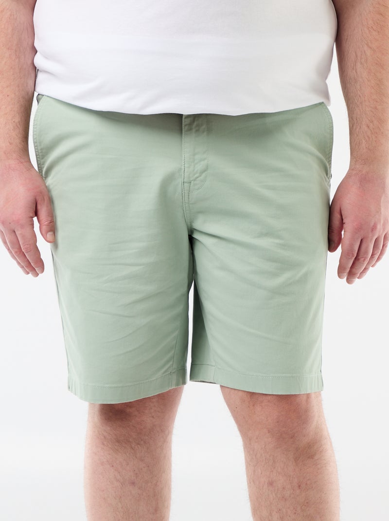 Chino bermuda van katoentwill Groen - Kiabi