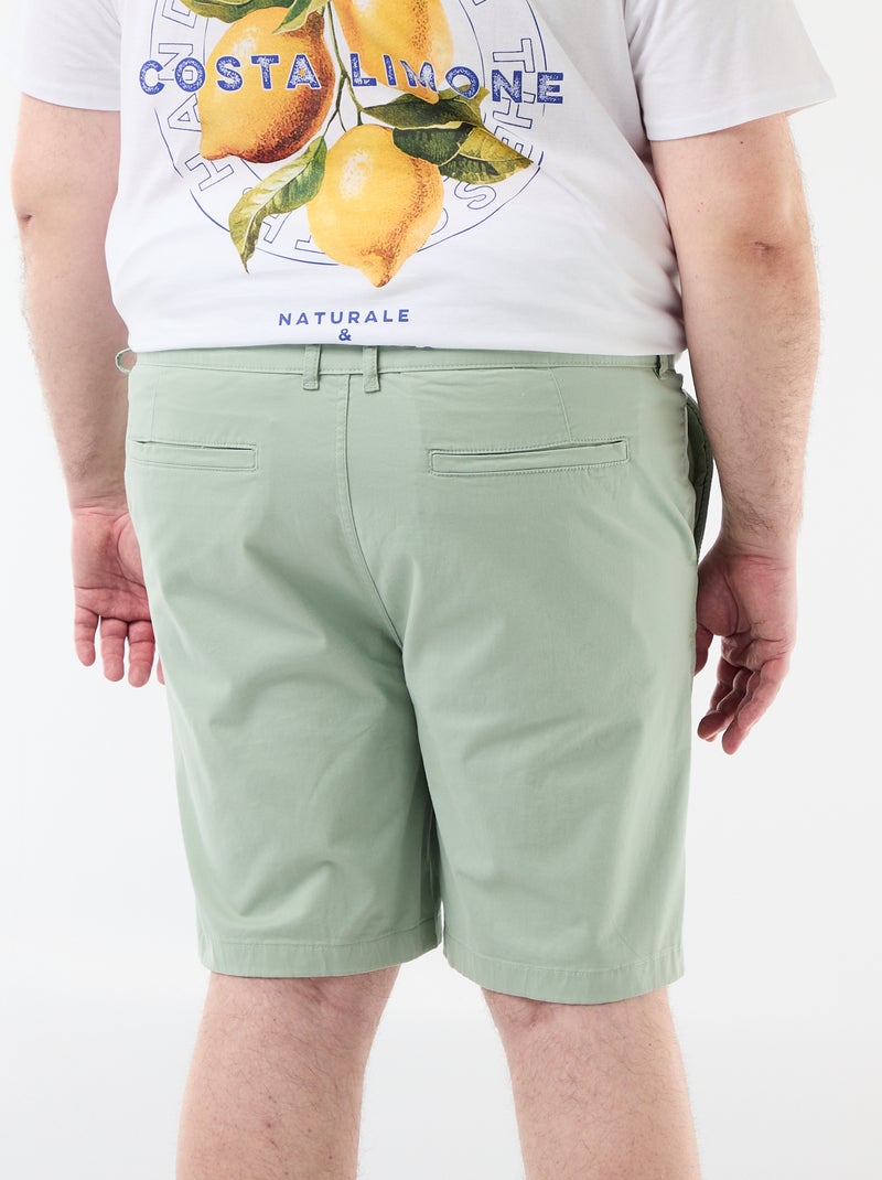 Chino bermuda van katoentwill Groen - Kiabi