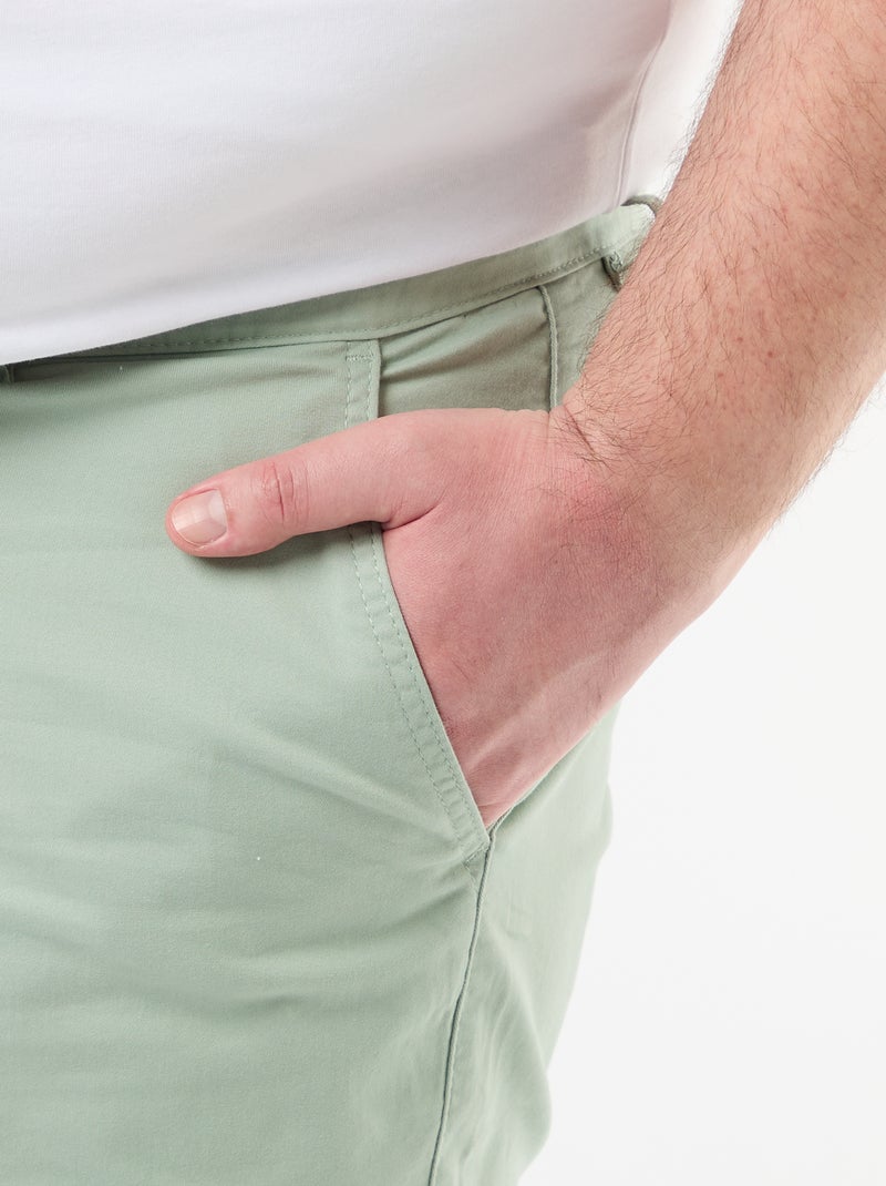 Chino bermuda van katoentwill Groen - Kiabi