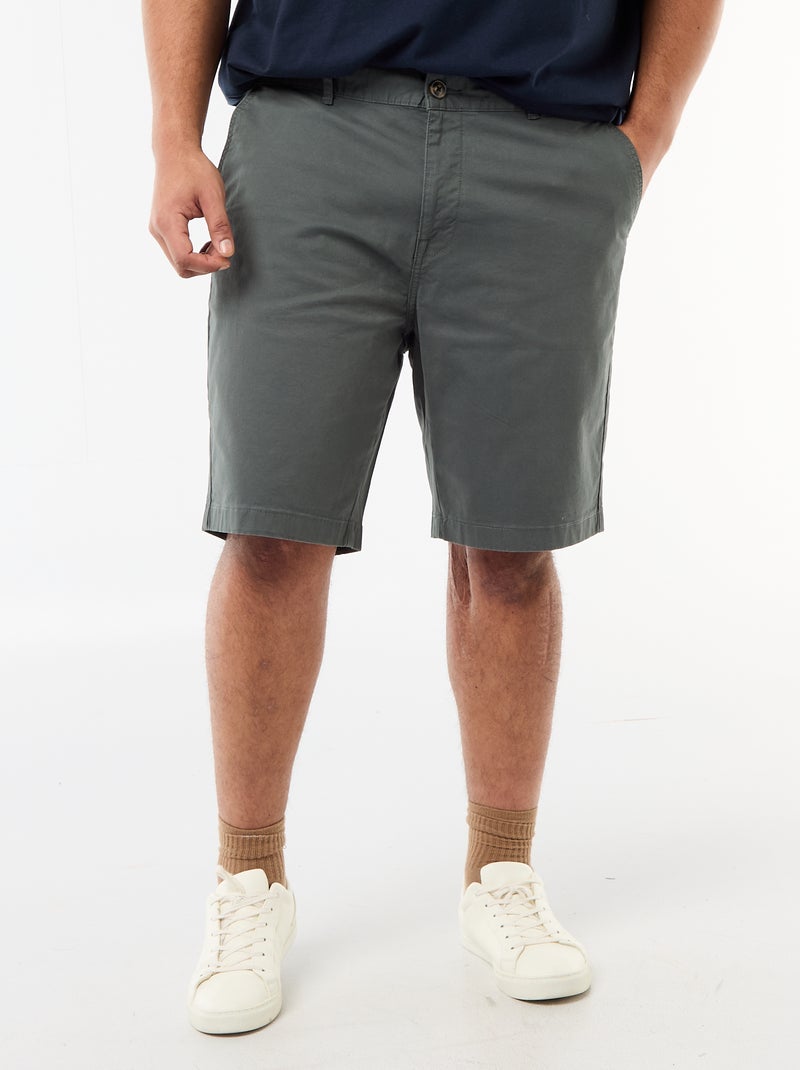 Chino bermuda van katoentwill Groen - Kiabi