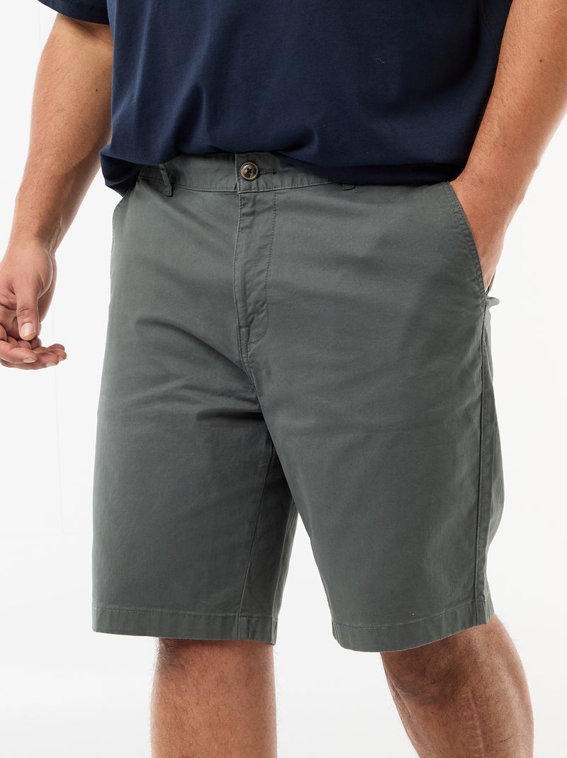Chino bermuda van katoentwill Groen - Kiabi