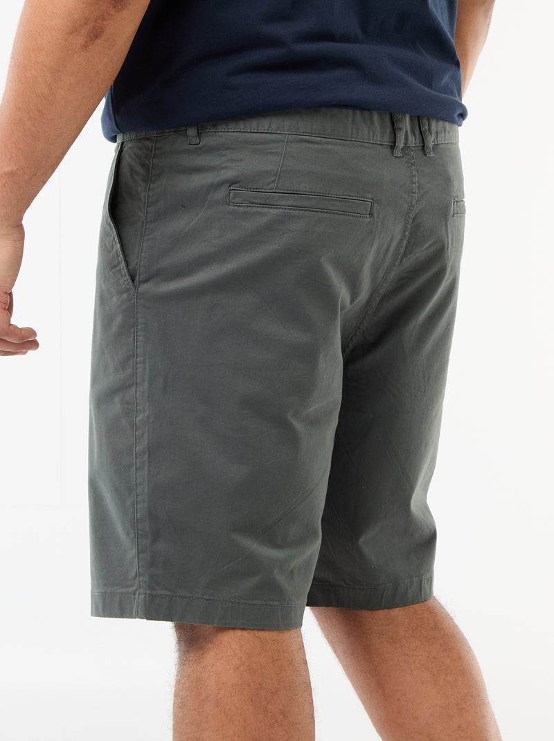 Chino bermuda van katoentwill Groen - Kiabi