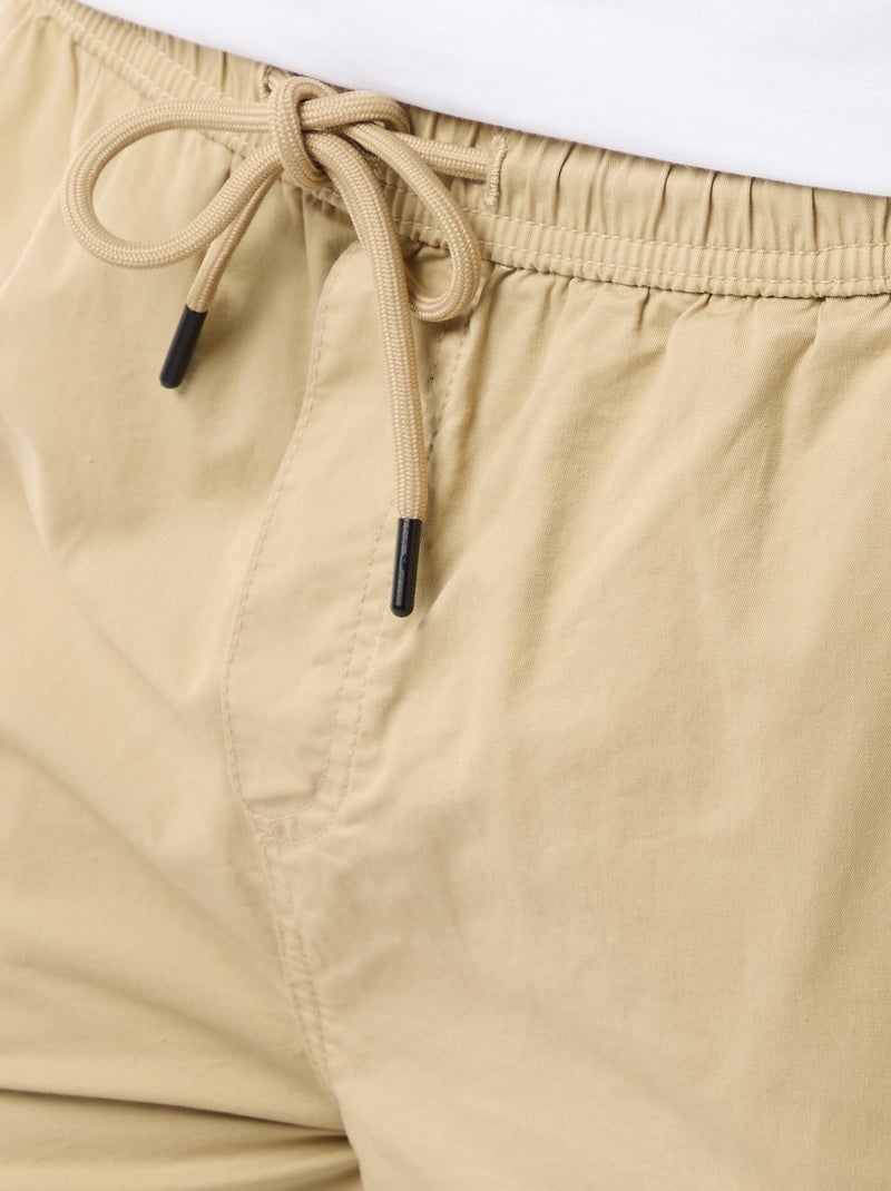 Chino bermuda van popeline met klepzakken Biege - Kiabi
