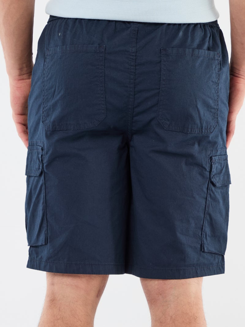 Chino bermuda van popeline met klepzakken Blauw - Kiabi