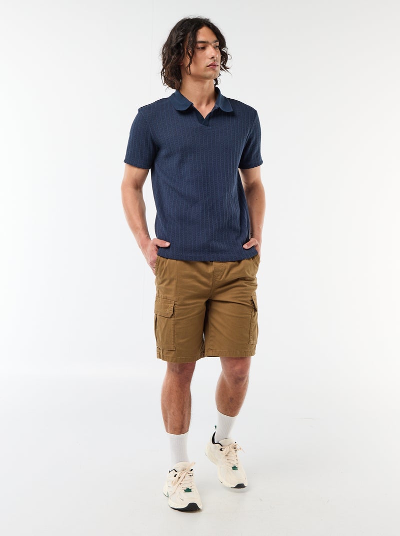 Chino bermuda van popeline met klepzakken Bruin - Kiabi