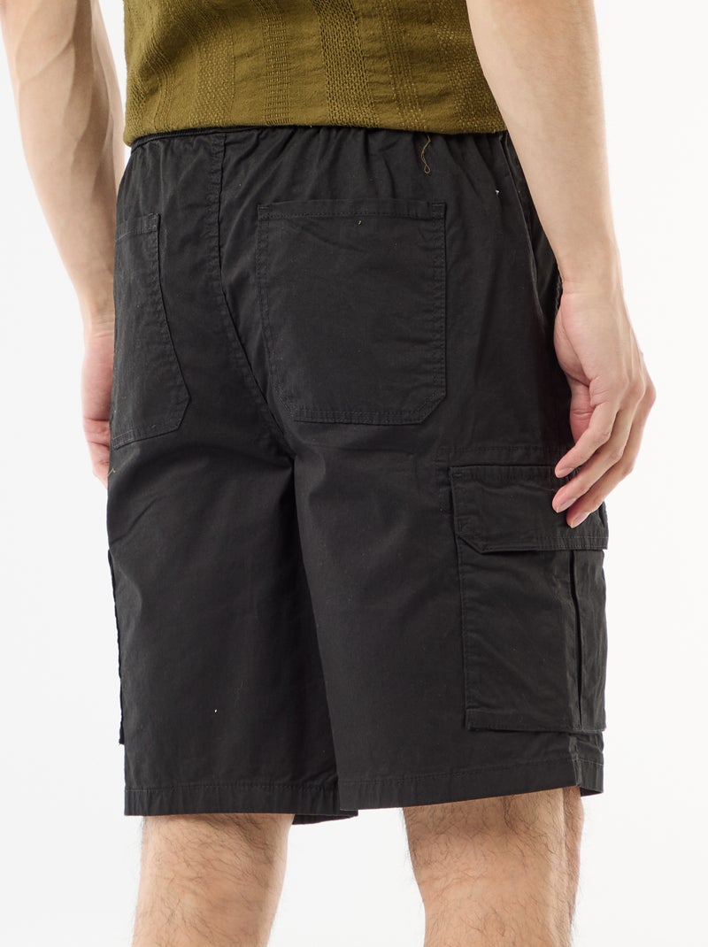 Chino bermuda van popeline met klepzakken Zwart - Kiabi