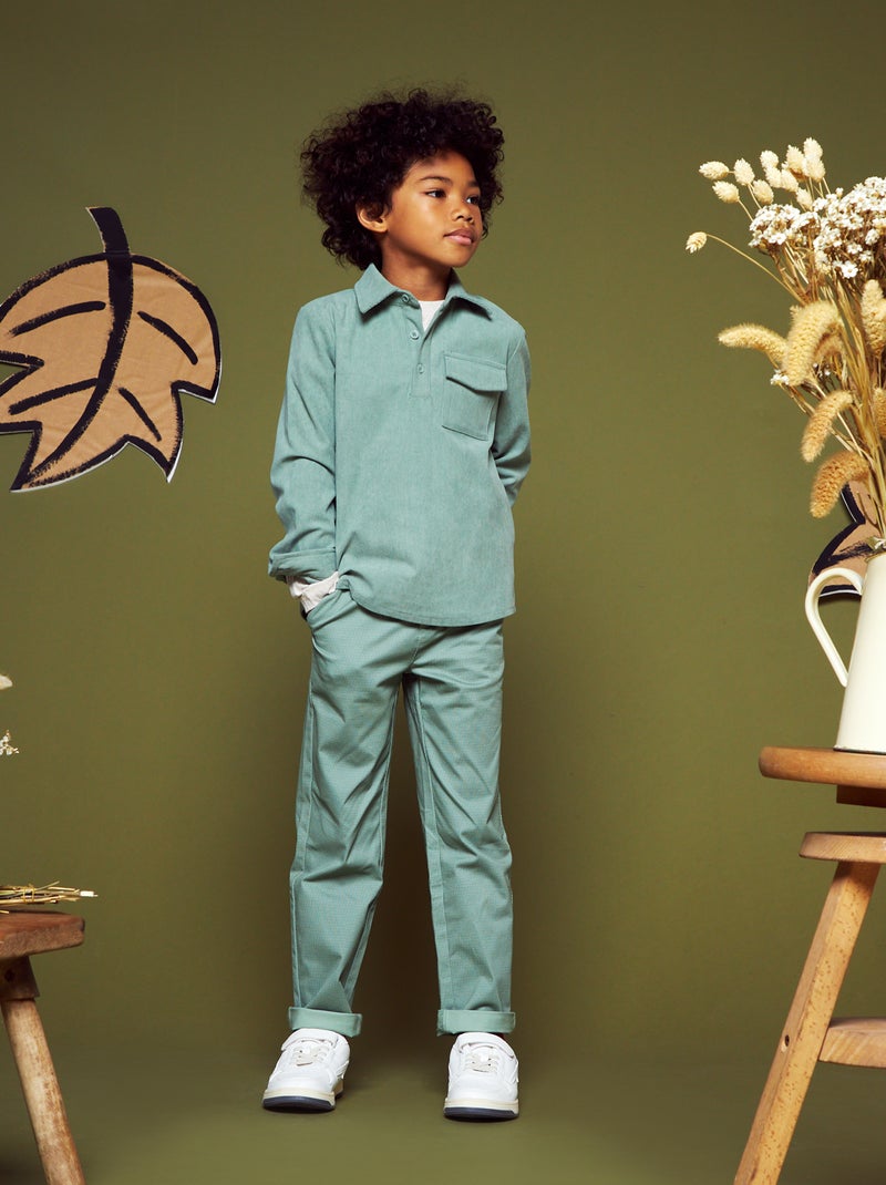 Chino broek met getextureerd motief GROEN - Kiabi