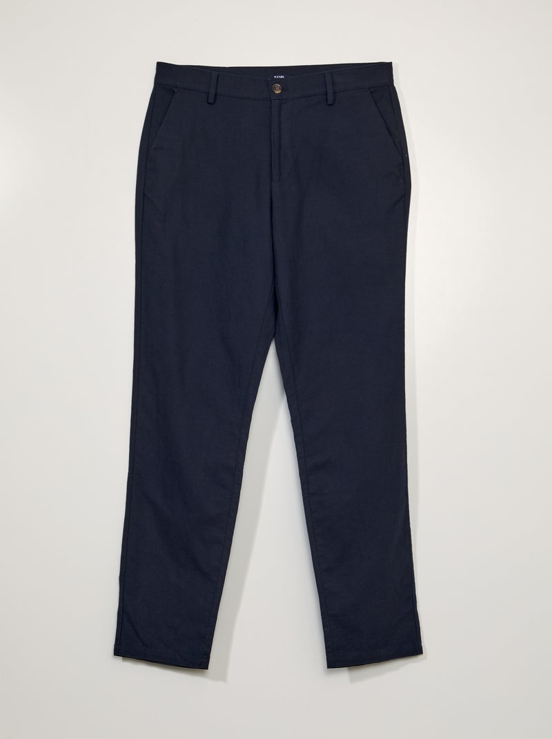 Chino broek met linnen BLAUW - Kiabi