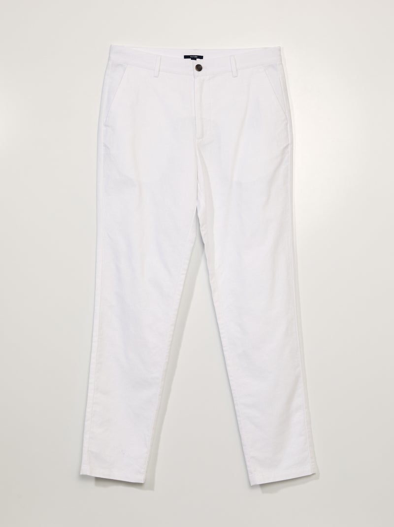 Chino broek met linnen WIT - Kiabi