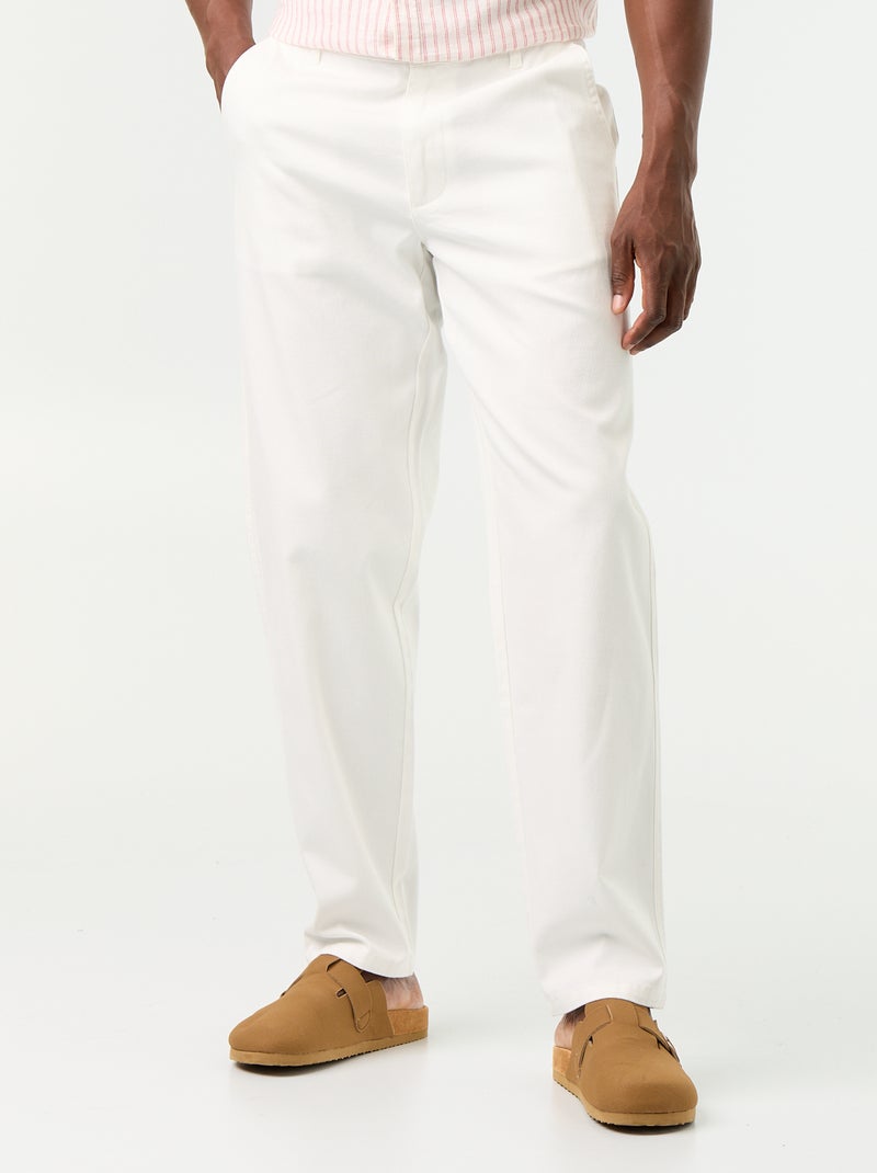 Chino broek van dobby Wit - Kiabi