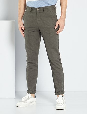 Chino broek heren, goedkope, trendy twill broeken - Kiabi