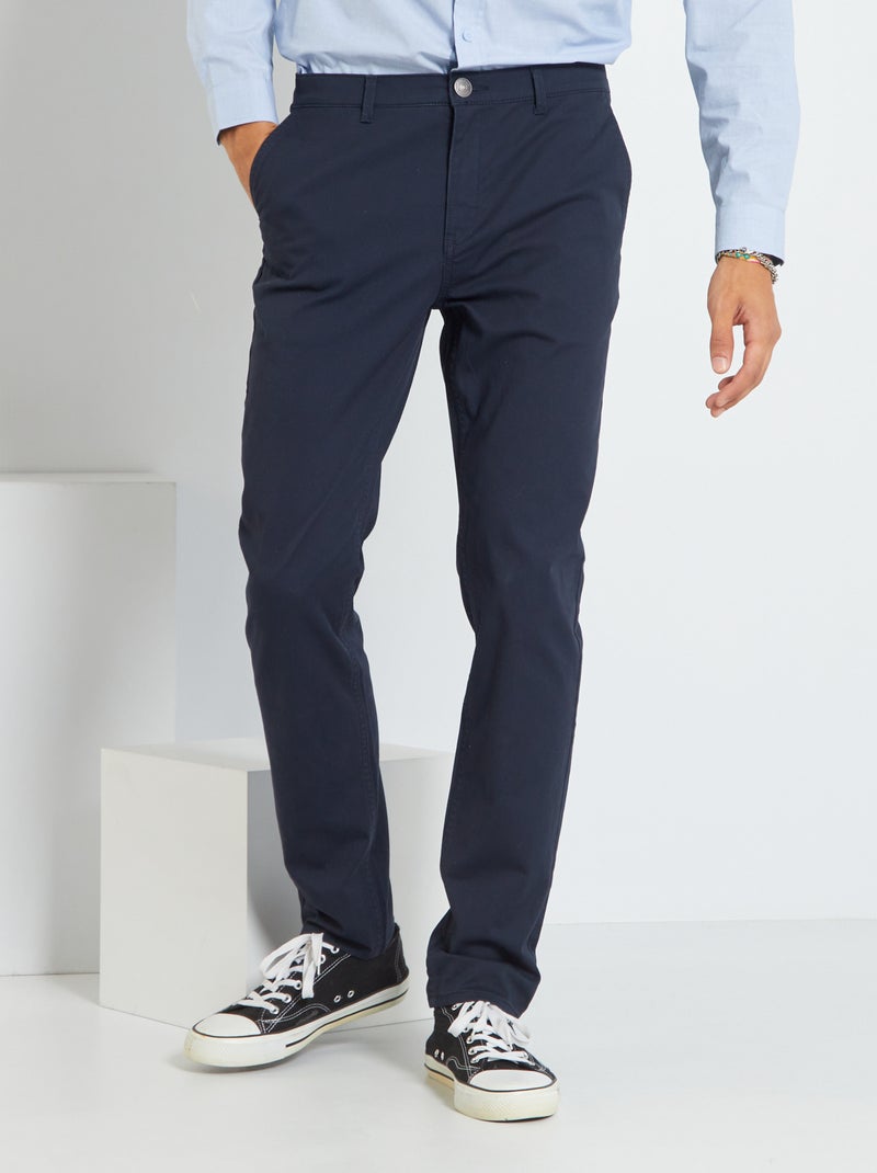 Chino broek van stretchkatoen BLAUW - Kiabi