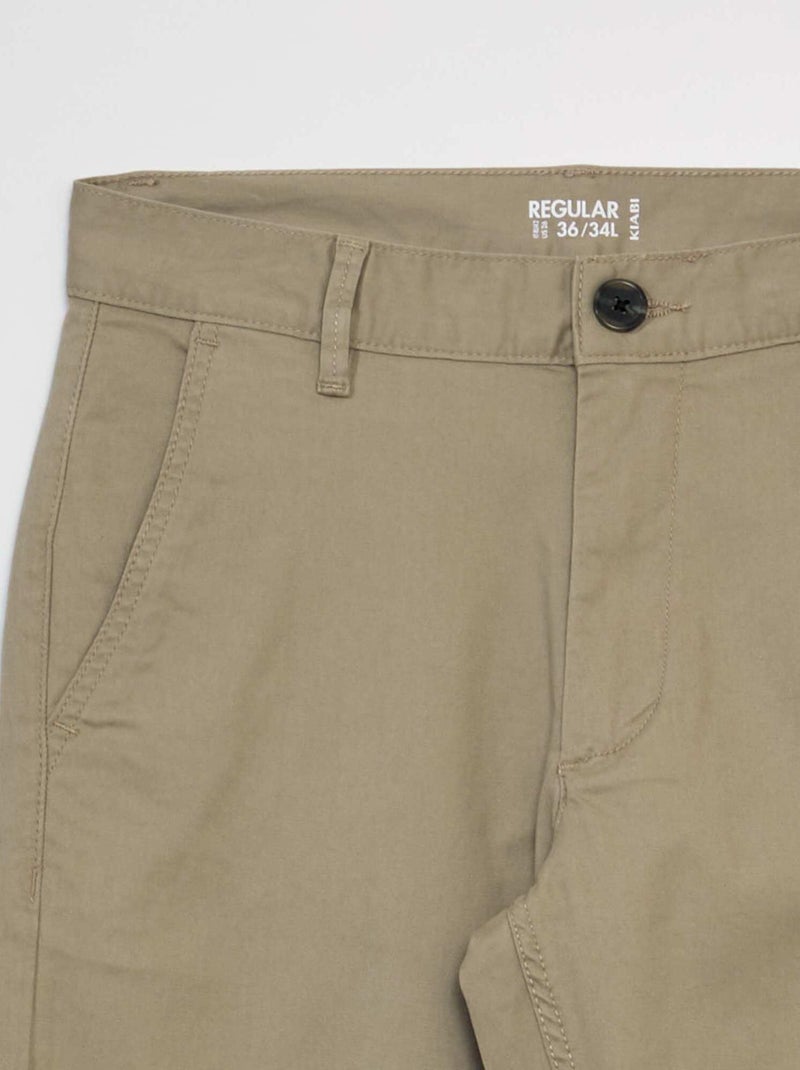 Chino broek van stretchkatoen L34 BIEGE - Kiabi