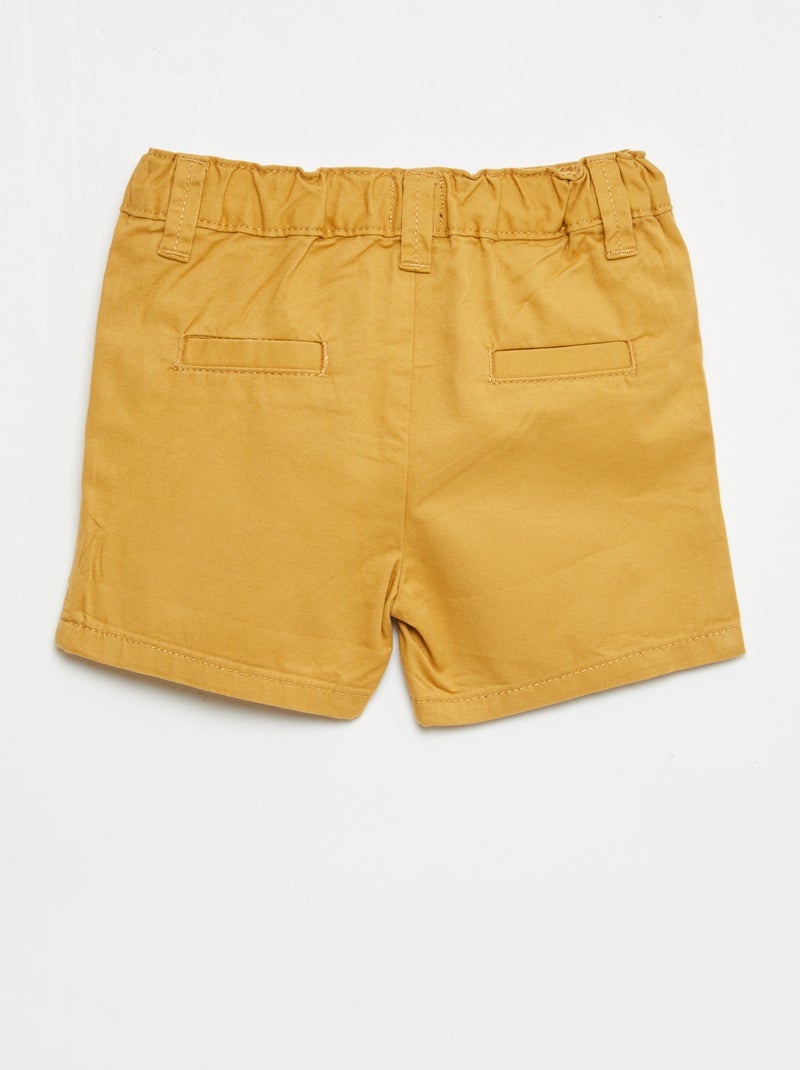 Chino short met verstelbare taille Mosterdgeel - Kiabi