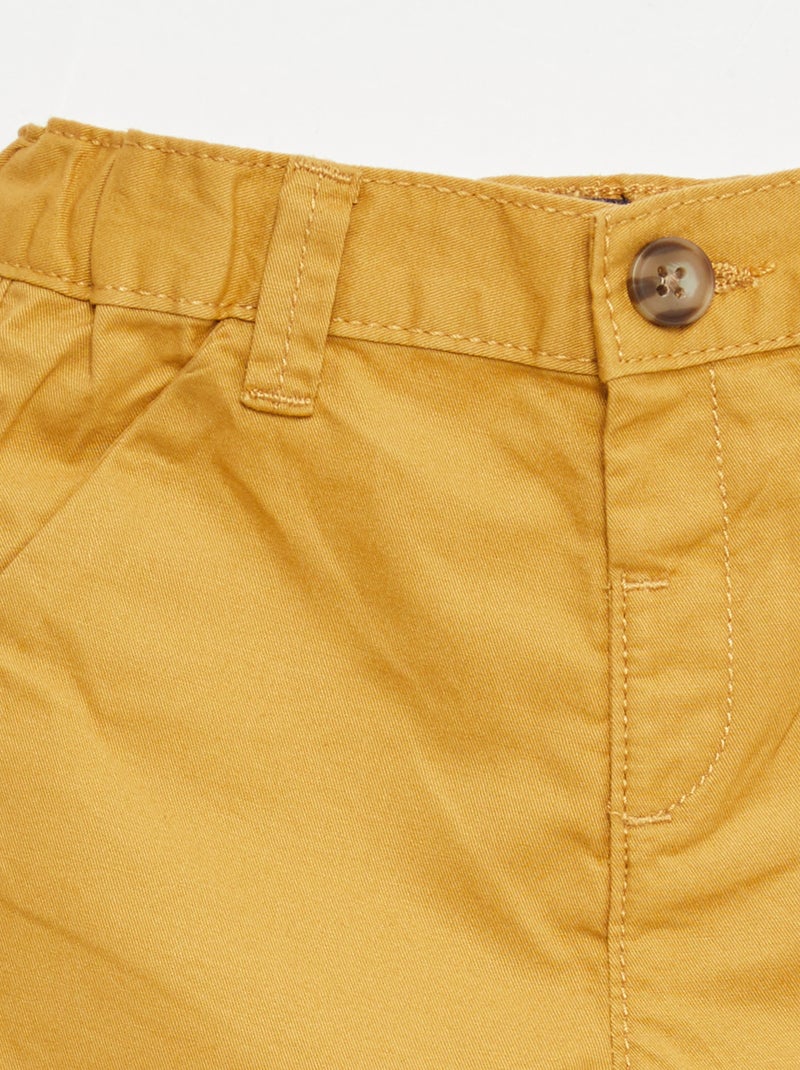 Chino short met verstelbare taille Mosterdgeel - Kiabi