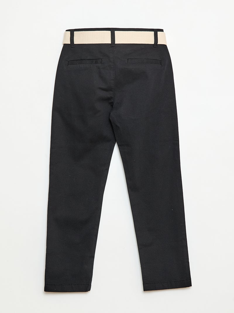 Chino van twill met ceintuur - 2-delig zwart - Kiabi