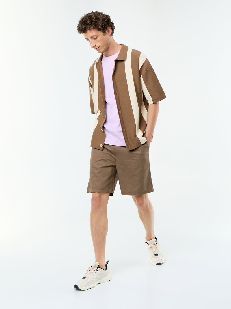 Chinobermuda van twill Bruin - Kiabi