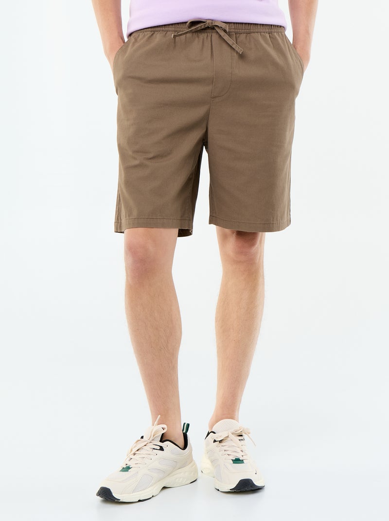 Chinobermuda van twill Bruin - Kiabi