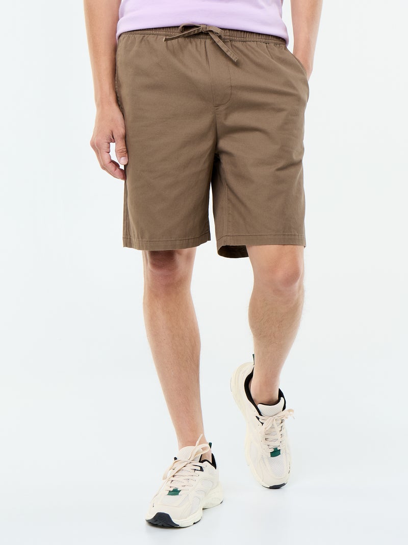 Chinobermuda van twill Bruin - Kiabi