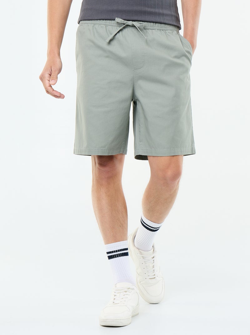 Chinobermuda van twill Groen - Kiabi